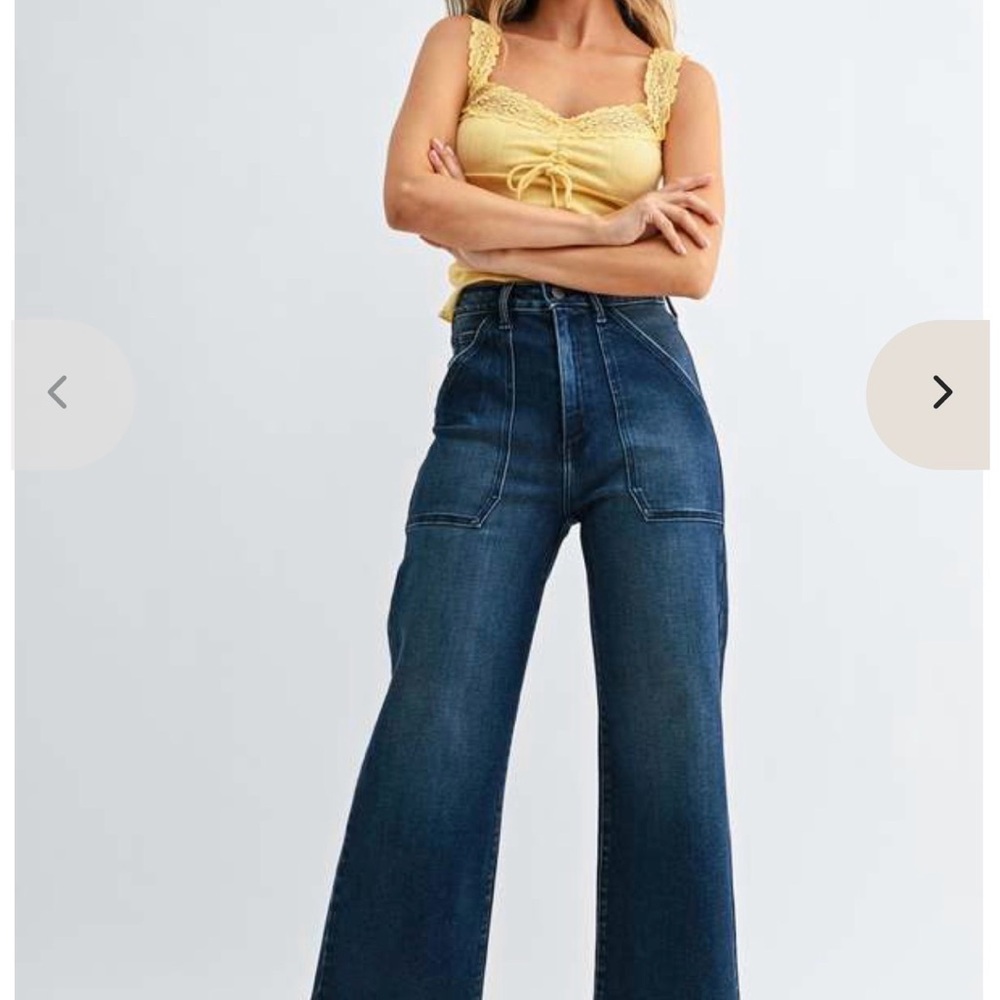 Just Black Denim the Patch Pocket wide Leg Medium Blue Wide-Leg Women's Jeans 28 - Picture 2 of 15